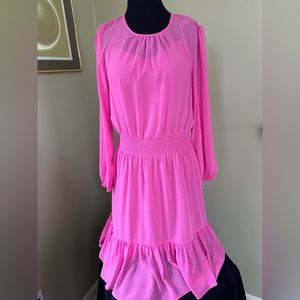 J. Crew Cinched Waist Pink Dress Chiffon Size M